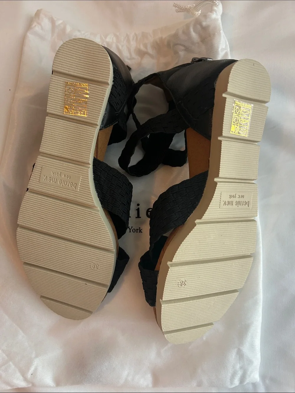 bernie mev. Black Braided Ankle-Strap Sandals